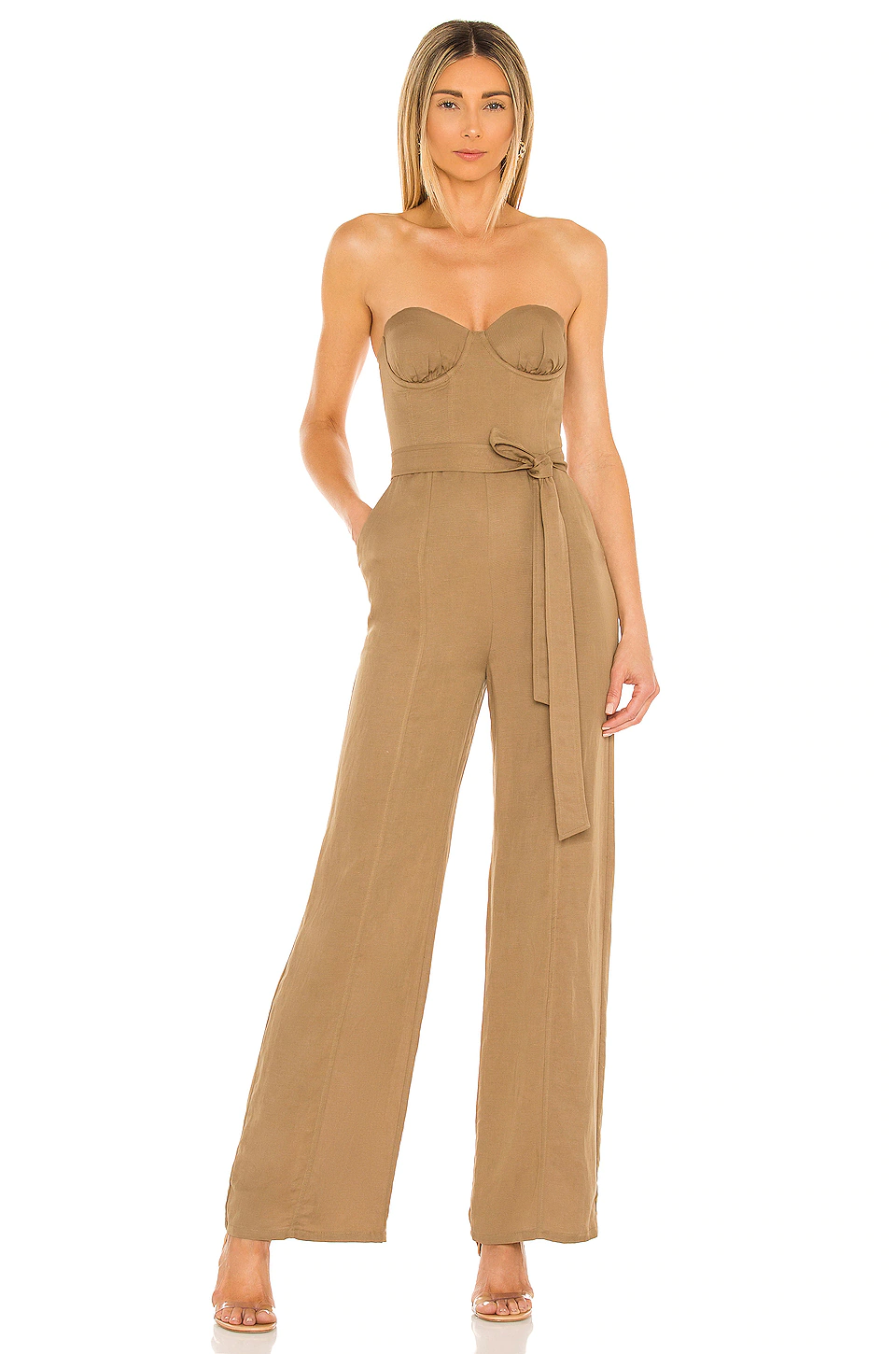 Lovers And Friends Steph Jumpsuit In Tan