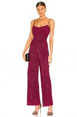 Lovers And Friends Cindie Jumpsuit In Maroon Red