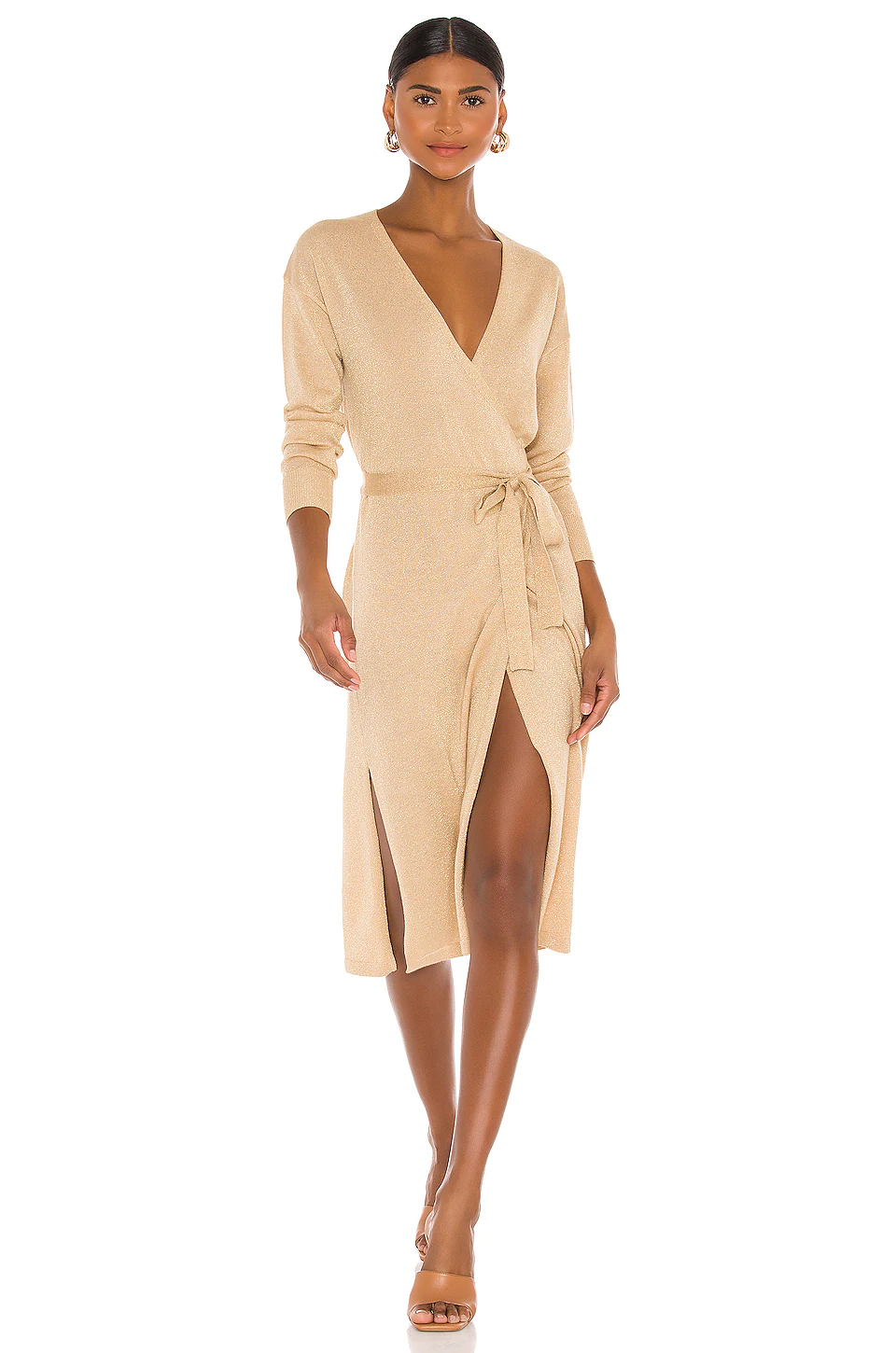Lovers And Friends Azita Wrap Dress In Gold