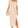 Lovers And Friends Eden Midi Dress In Natural Tan -LOVERS AND FRIENDS Shop LOVF WD2807 V1