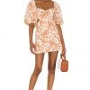 Lovers And Friends Kacey Mini Dress In Caramel Brown Floral -LOVERS AND FRIENDS Shop LOVF WD2922 V1