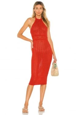 Lovers And Friends Rae Halter Dress In Crimson