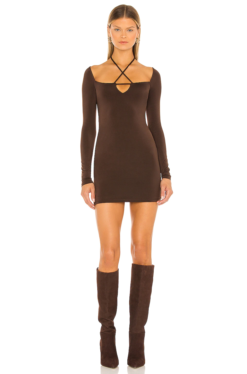 Lovers And Friends Mack Mini Dress In Espresso Brown