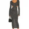 Lovers And Friends Jordy Midi Dress In Heather Charcoal 1 Lovers And Friends Jordy Midi Dress In Heather Charcoal -LOVERS AND FRIENDS Shop LOVF WD3135 V1