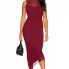 Lovers And Friends Michel Midi Dress In Merlot -LOVERS AND FRIENDS Shop LOVF WD3157 V1