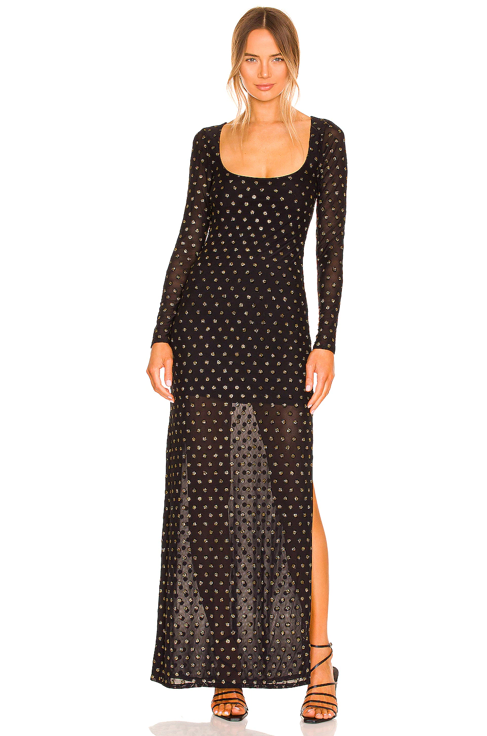 Lovers And Friends Goldie Gown In Black & Gold