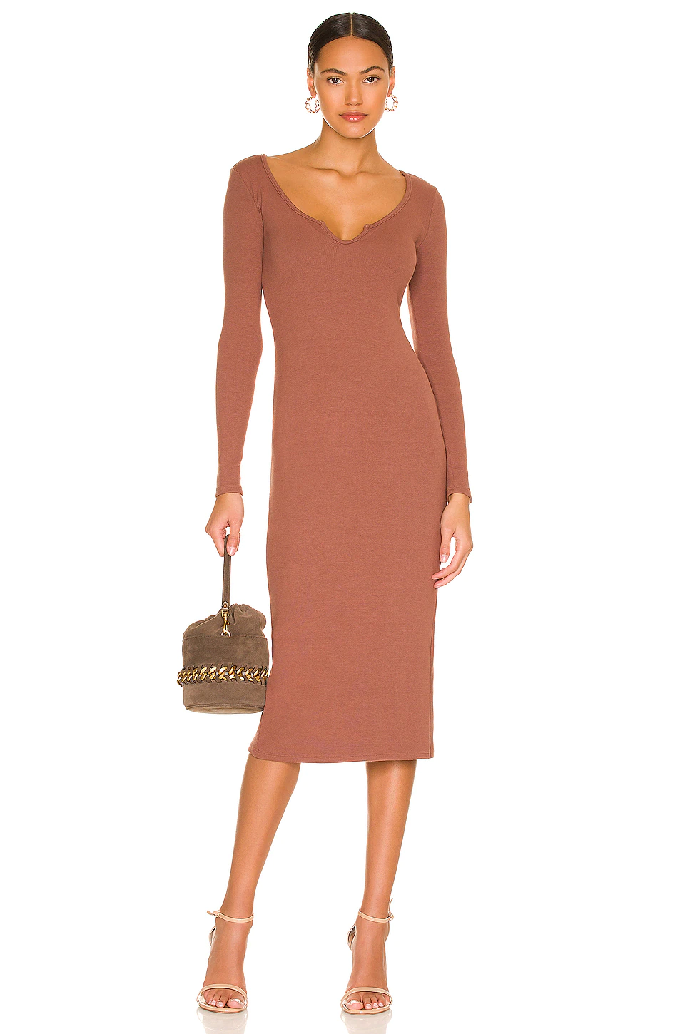 Lovers And Friends Leah Midi Dress In Coco Brown
