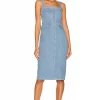 Lovers And Friends Kaia Midi Dress In Medium Blue -LOVERS AND FRIENDS Shop LOVF WD3221 V1