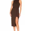 Lovers And Friends Devyn Midi Dress In Dark Brown -LOVERS AND FRIENDS Shop LOVF WD3251 V1