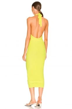 Lovers And Friends Morgan High Neck Halter Midi In Lime Green -LOVERS AND FRIENDS Shop LOVF WD3296 V3