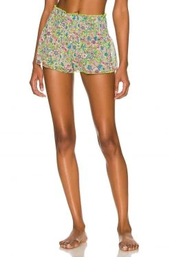 Lovers And Friends Flutter Away Short In Lime Hippy Floral