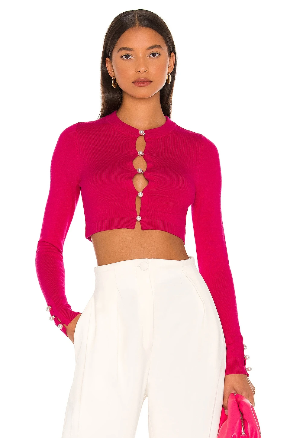 Lovers And Friends Tara Micro Cardigan In Hot Pink 3 Lovers And Friends Tara Micro Cardigan In Hot Pink