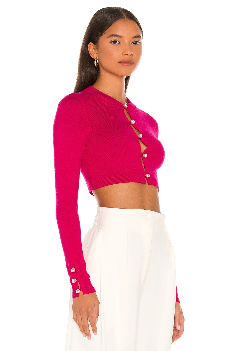 Lovers And Friends Tara Micro Cardigan In Hot Pink 4 Lovers And Friends Tara Micro Cardigan In Hot Pink - Image 2