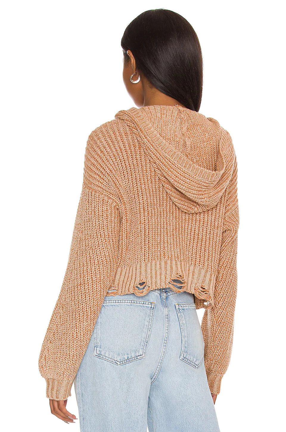 Lovers And Friends Blaire Distressed Knit Hoodie In Camel 5 Lovers And Friends Blaire Distressed Knit Hoodie In Camel - Image 3