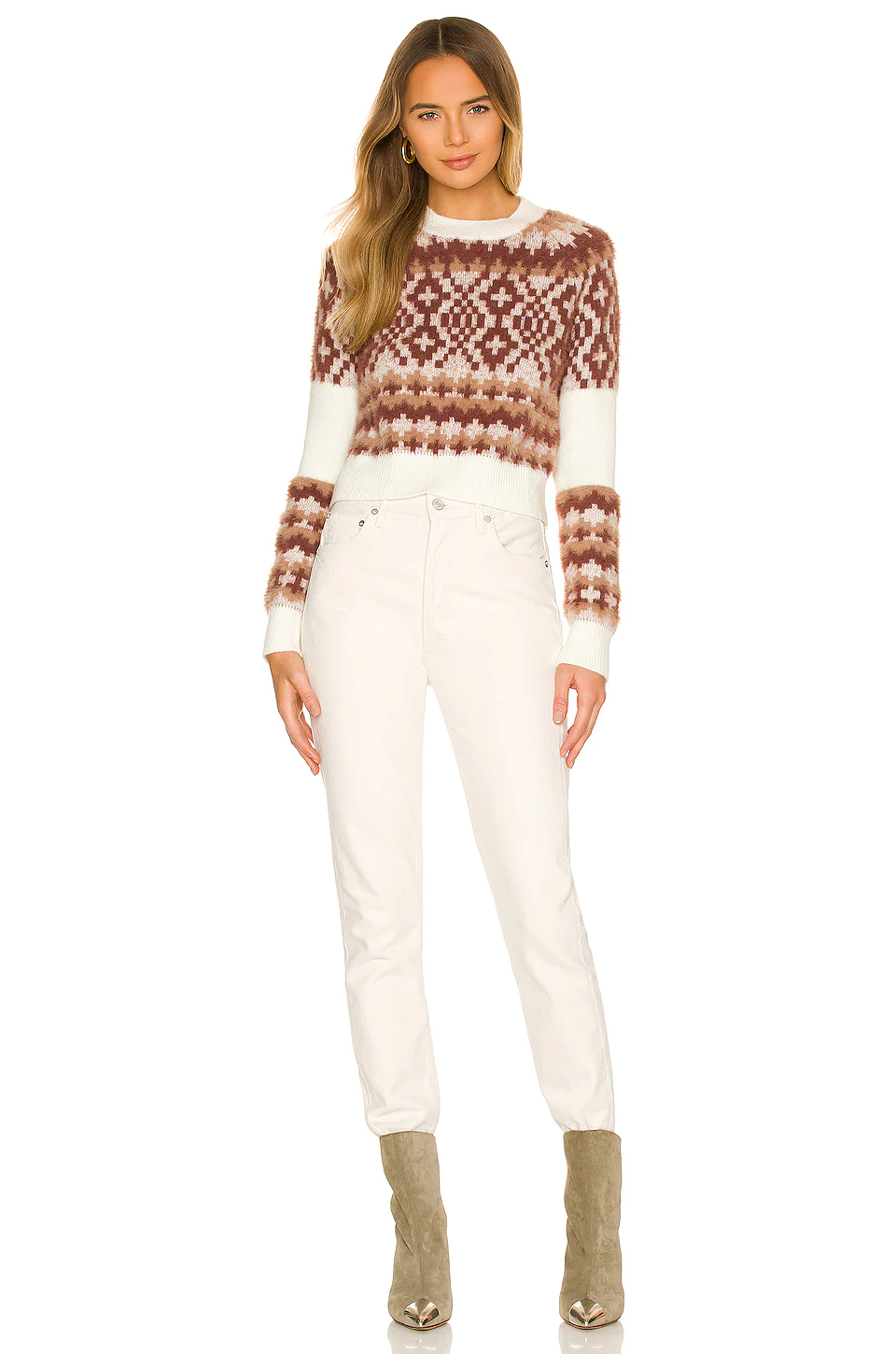 Lovers And Friends Tavi Fair Isle Sweater In Ivory & Tan 6 Lovers And Friends Tavi Fair Isle Sweater In Ivory & Tan - Image 4