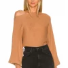 Lovers And Friends Olivia Off Shoulder Sweater In Tan -LOVERS AND FRIENDS Shop LOVF WK1070 V1