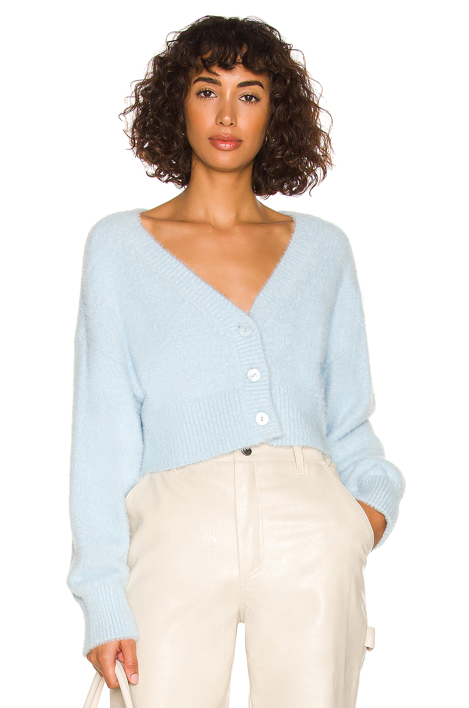 Lovers And Friends Gabby Cropped Cardigan In Baby Blue