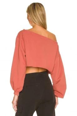 Lovers And Friends Brie Cropped Sweatshirt In Terracotta -LOVERS AND FRIENDS Shop LOVF WK1100 V3