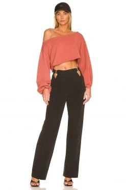 Lovers And Friends Brie Cropped Sweatshirt In Terracotta -LOVERS AND FRIENDS Shop LOVF WK1100 V4