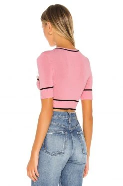 Lovers And Friends Pearl Short Sleeve Cardigan In Pink & Black -LOVERS AND FRIENDS Shop LOVF WK776 V3