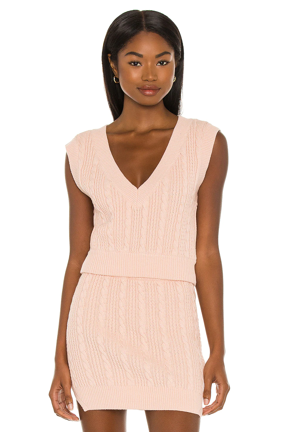 Lovers And Friends Rylan Knit Vest In Pink Cable