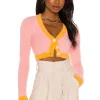 Lovers And Friends Lizzie Contrast Cardigan In Pink & Orange -LOVERS AND FRIENDS Shop LOVF WK989 V1