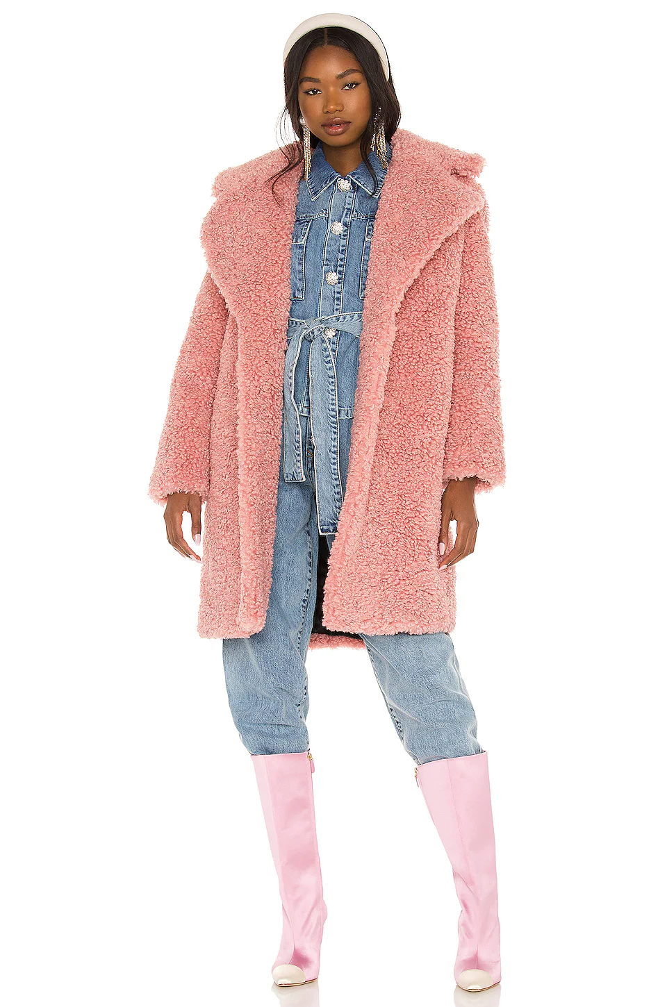 Lovers And Friends Niki Faux Fur Coat In Blush Pink