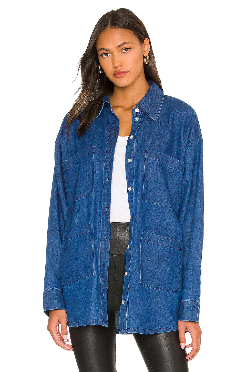 Lovers And Friends Junie Shacket In Denim Blue