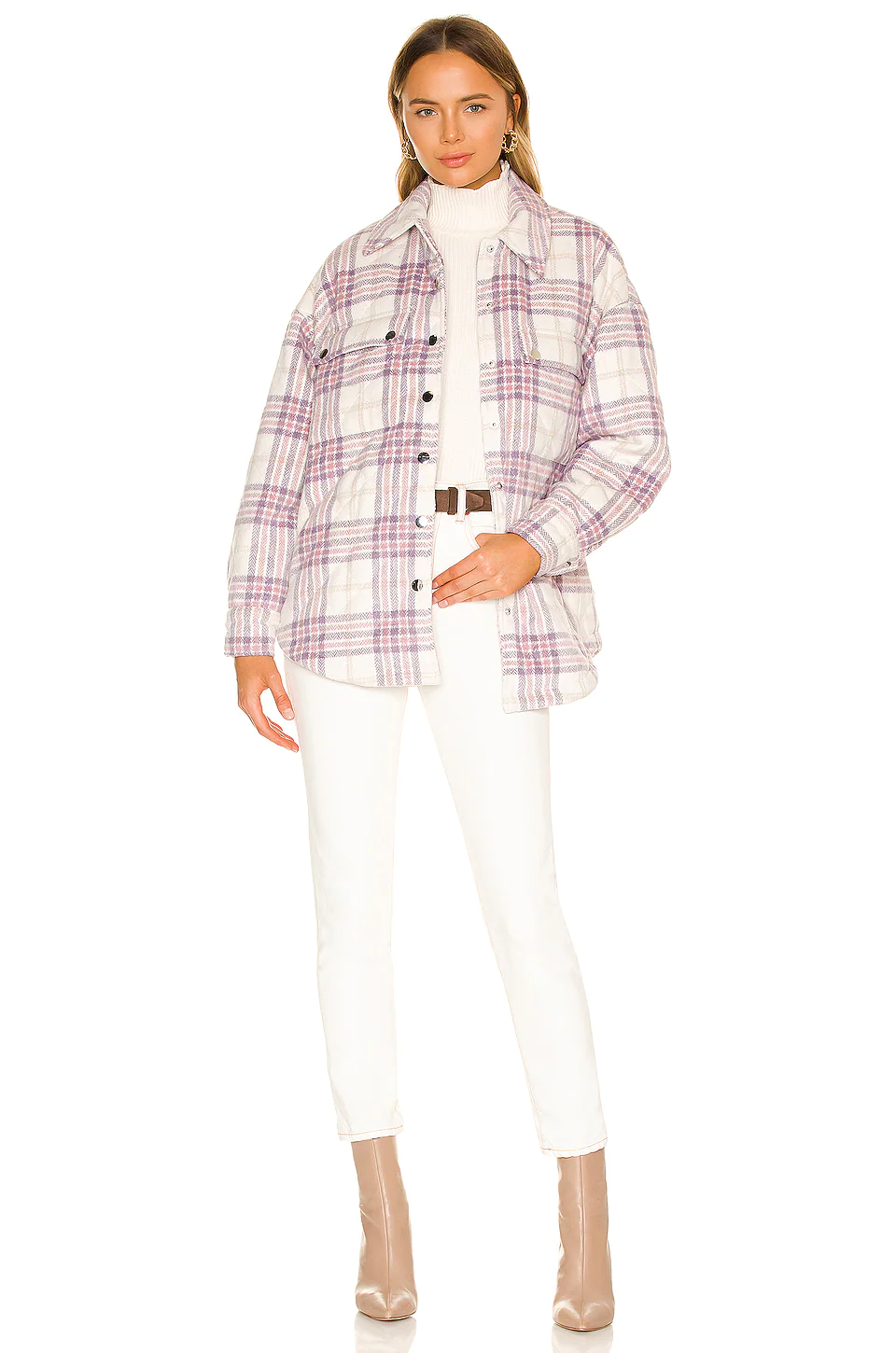 Lovers And Friends Conlee Quilted Shacket In Pink & Purple 6 Lovers And Friends Conlee Quilted Shacket In Pink & Purple - Image 4