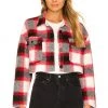 Lovers And Friends Roxy Cropped Shacket In Red Plaid -LOVERS AND FRIENDS Shop LOVF WO429 V1