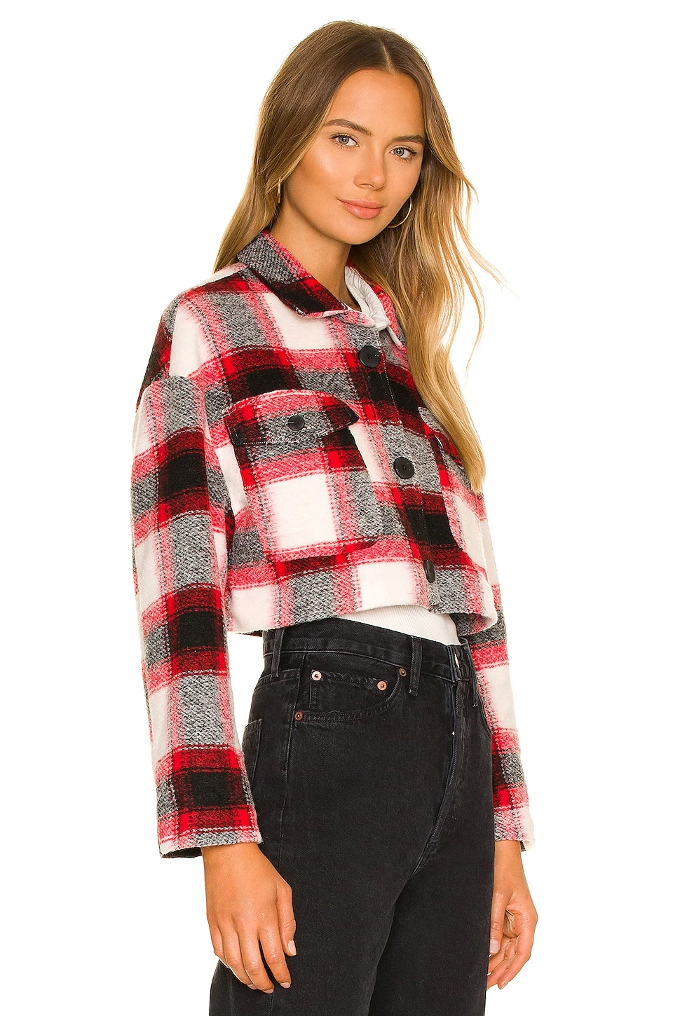 Lovers And Friends Roxy Cropped Shacket In Red Plaid 4 Lovers And Friends Roxy Cropped Shacket In Red Plaid - Image 2