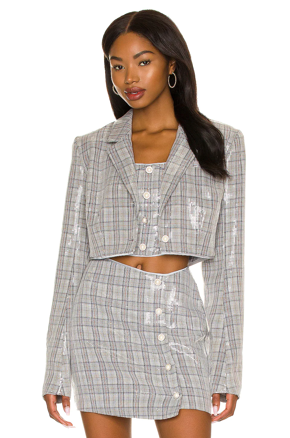 Lovers And Friends Nazanine Blazer In Grey Plaid