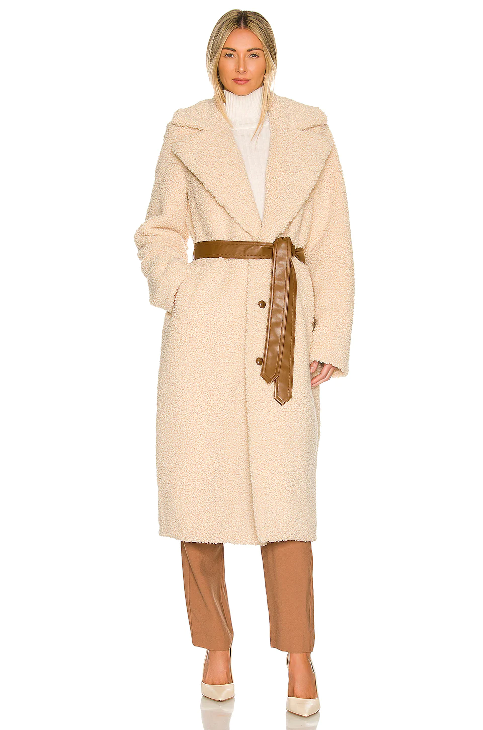 Lovers And Friends Issy Faux Fur Coat In Egret