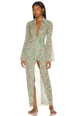 Lovers And Friends Ring My Bell Robe In Lime Hippy Floral
