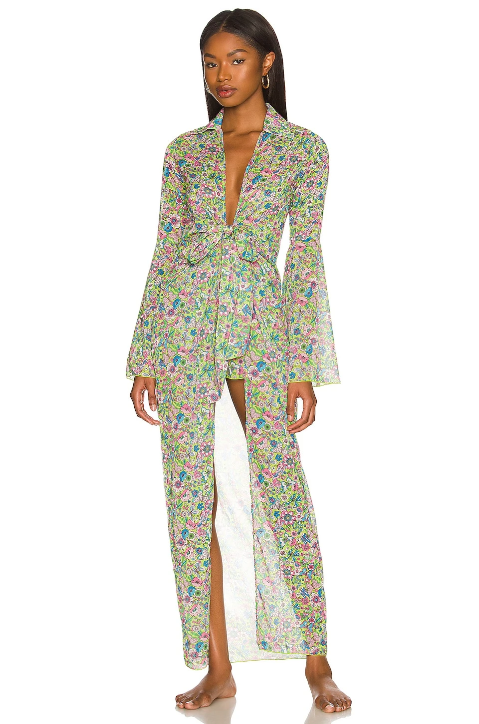 Lovers And Friends Ring My Bell Robe In Lime Hippy Floral 3 Lovers And Friends Ring My Bell Robe In Lime Hippy Floral