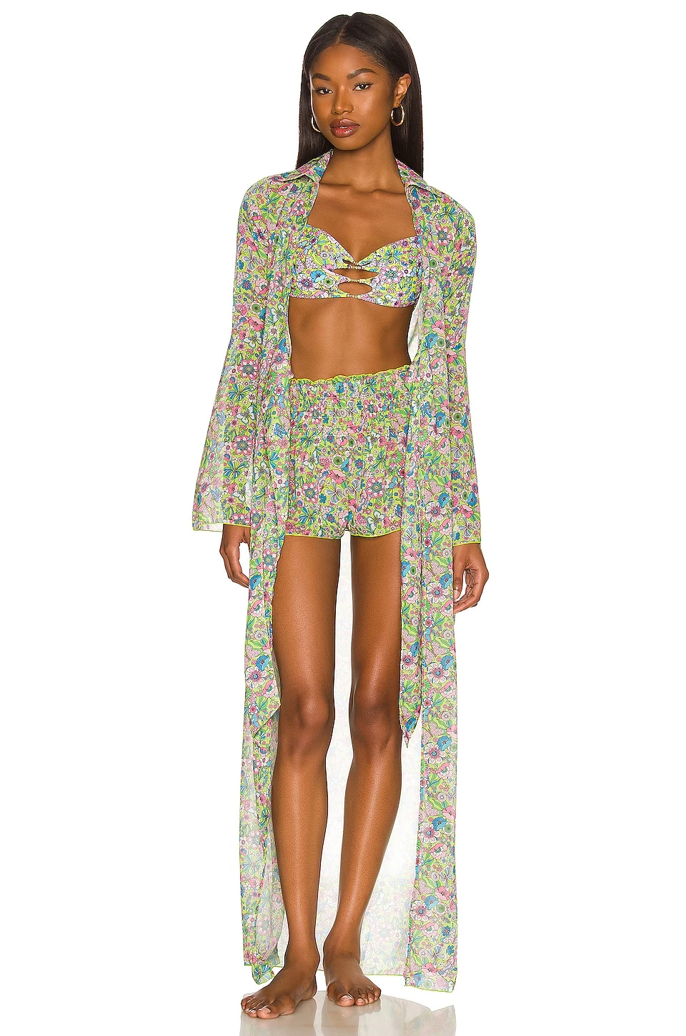 Lovers And Friends Ring My Bell Robe In Lime Hippy Floral 4 Lovers And Friends Ring My Bell Robe In Lime Hippy Floral - Image 2