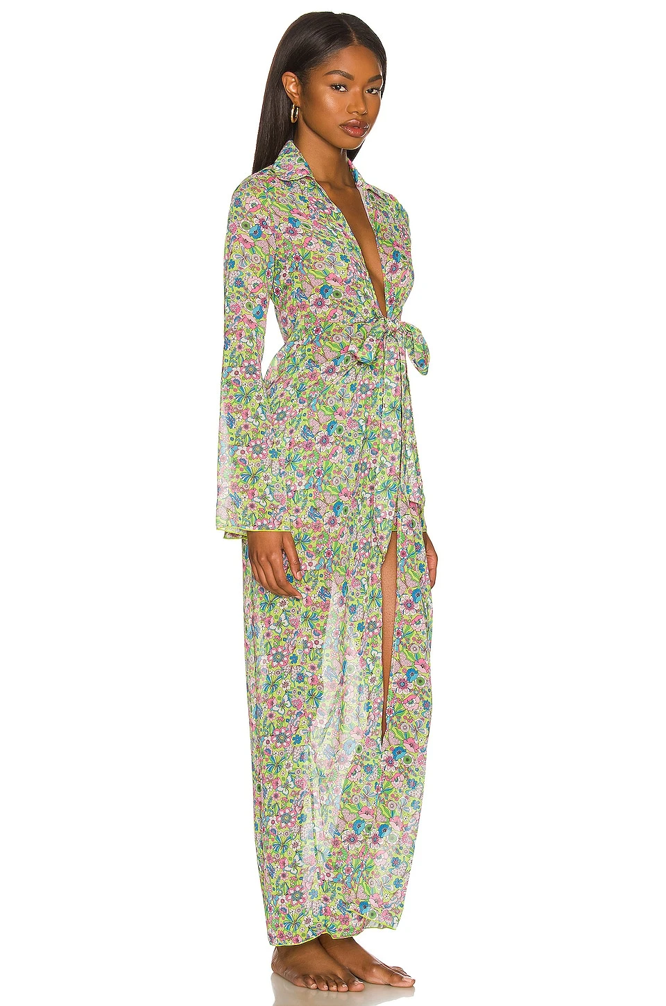 Lovers And Friends Ring My Bell Robe In Lime Hippy Floral 5 Lovers And Friends Ring My Bell Robe In Lime Hippy Floral - Image 3