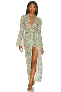Lovers And Friends Ring My Bell Robe In Lime Hippy Floral 11 Lovers And Friends Ring My Bell Robe In Lime Hippy Floral -LOVERS AND FRIENDS Shop LOVF WO451 V5