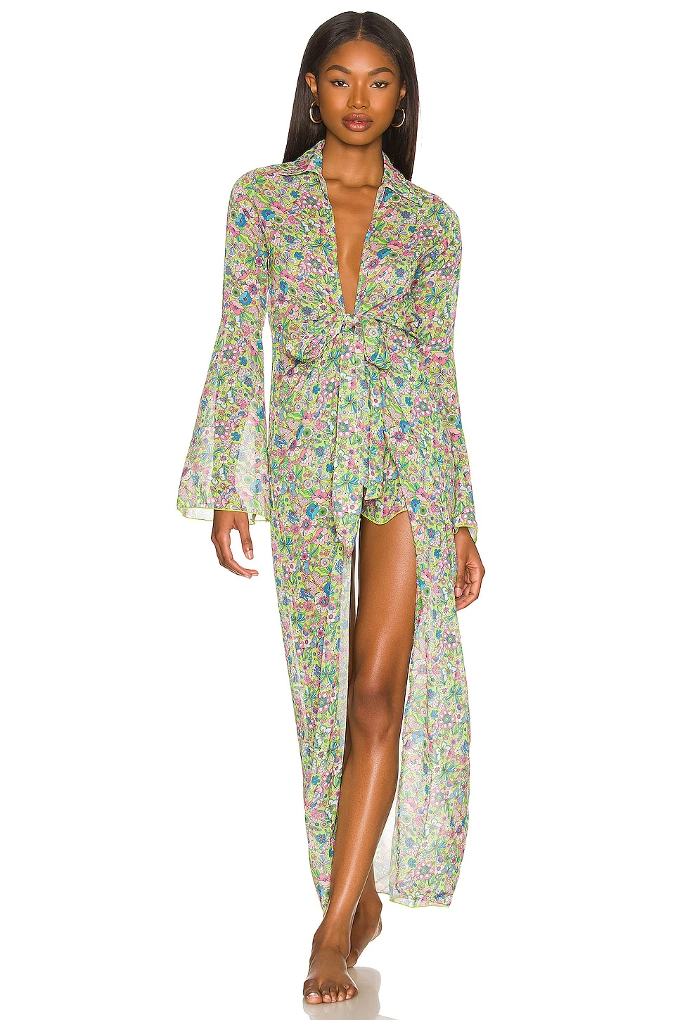 Lovers And Friends Ring My Bell Robe In Lime Hippy Floral 7 Lovers And Friends Ring My Bell Robe In Lime Hippy Floral - Image 5