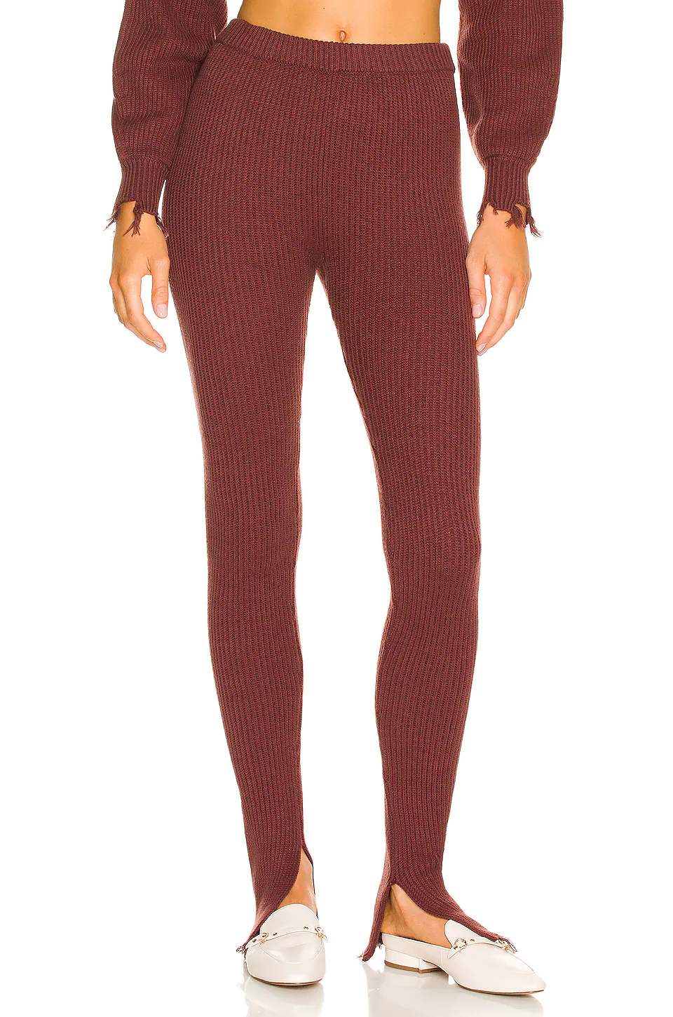 Lovers And Friends Dion Distressed Knit Legging In Umber Brown