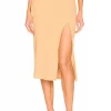 Lovers And Friends Sofia Midi Skirt In Golden Tan -LOVERS AND FRIENDS Shop LOVF WQ609 V1