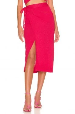 Lovers And Friends Basia Wrap Midi Skirt In Deep Magenta
