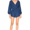 Lovers And Friends Junie Romper In Denim Blue -LOVERS AND FRIENDS Shop LOVF WR323 V1