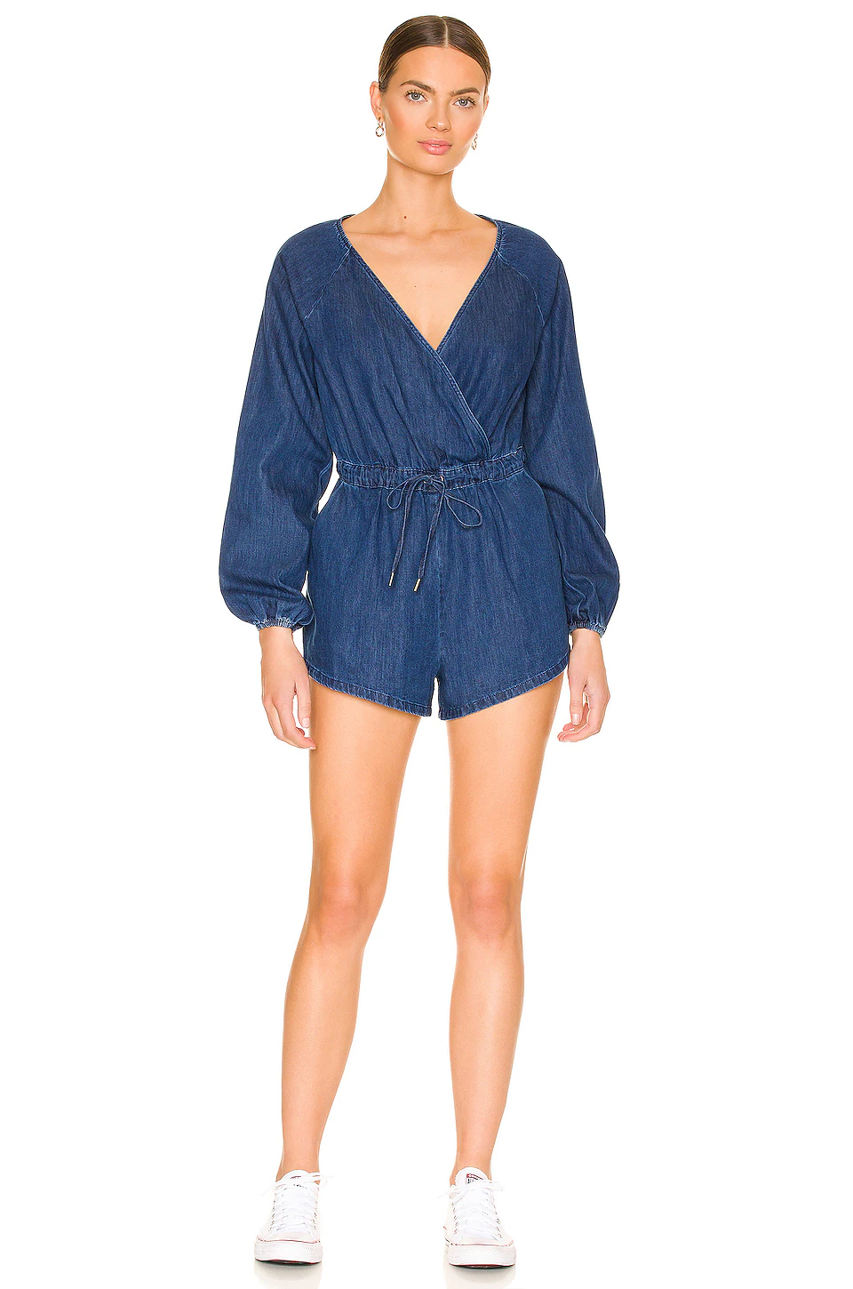 Lovers And Friends Junie Romper In Denim Blue