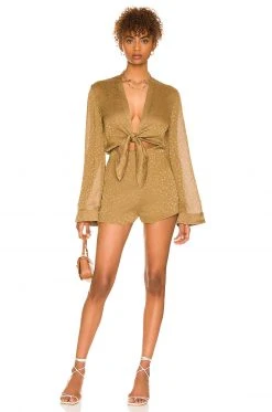 Lovers And Friends Jamey Romper In Gold