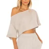 Lovers And Friends Cropped Off Shoulder Top In Sandstone -LOVERS AND FRIENDS Shop LOVF WS1802 V1