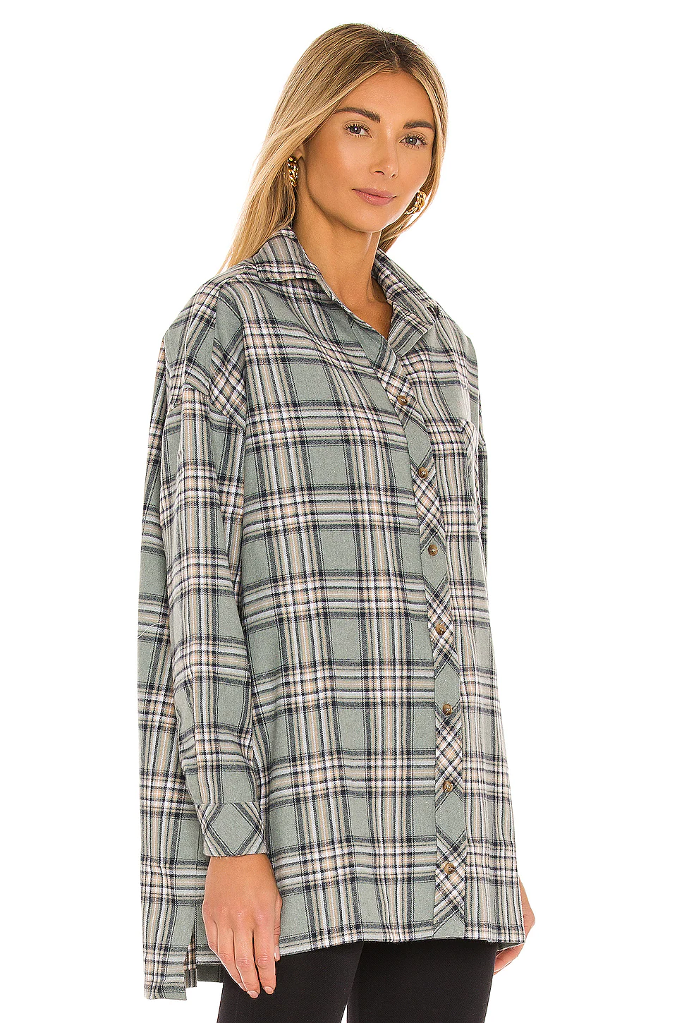 Lovers And Friends Gela Oversized Top In Sage Plaid 5 Lovers And Friends Gela Oversized Top In Sage Plaid - Image 3