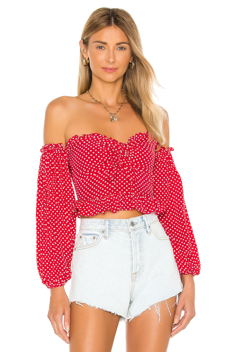 Lovers And Friends Arianna Top In Red & White Dot