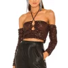 Lovers And Friends Amber Sequin Top In Cappuccino -LOVERS AND FRIENDS Shop LOVF WS2123 V1