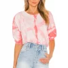 Lovers And Friends Nina Short Sleeve Top In Coral Tie Dye -LOVERS AND FRIENDS Shop LOVF WS2158 V1